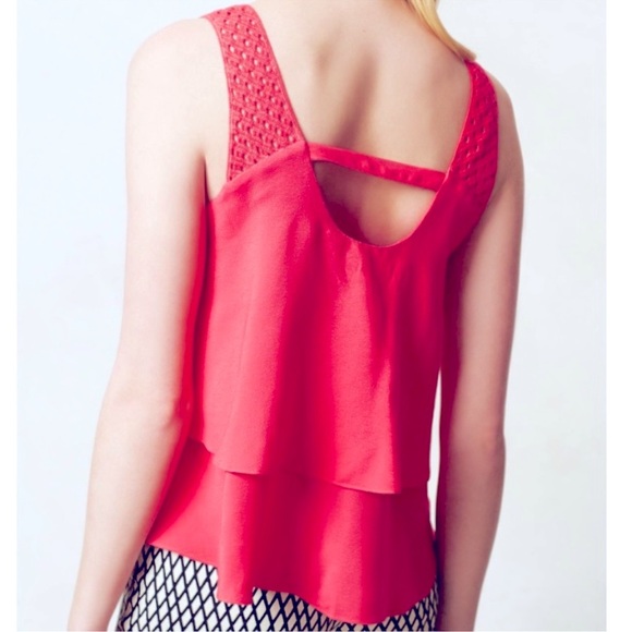 HD In Paris x Anthropologie Pink Tiered Crop Midi Tank Pink/Rose Size 0 - Picture 2 of 11